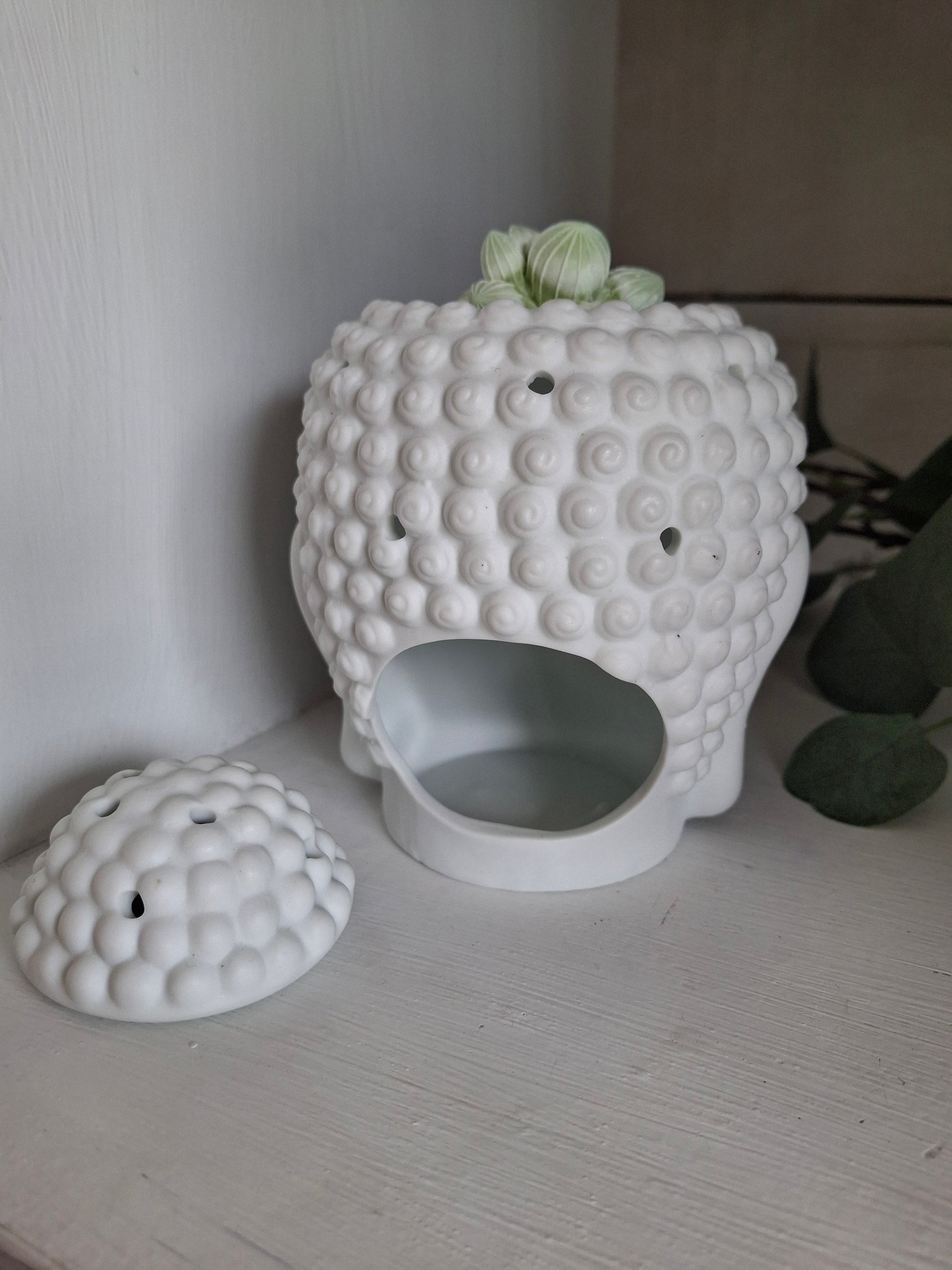 Matte White Buddha Head Wax Burner