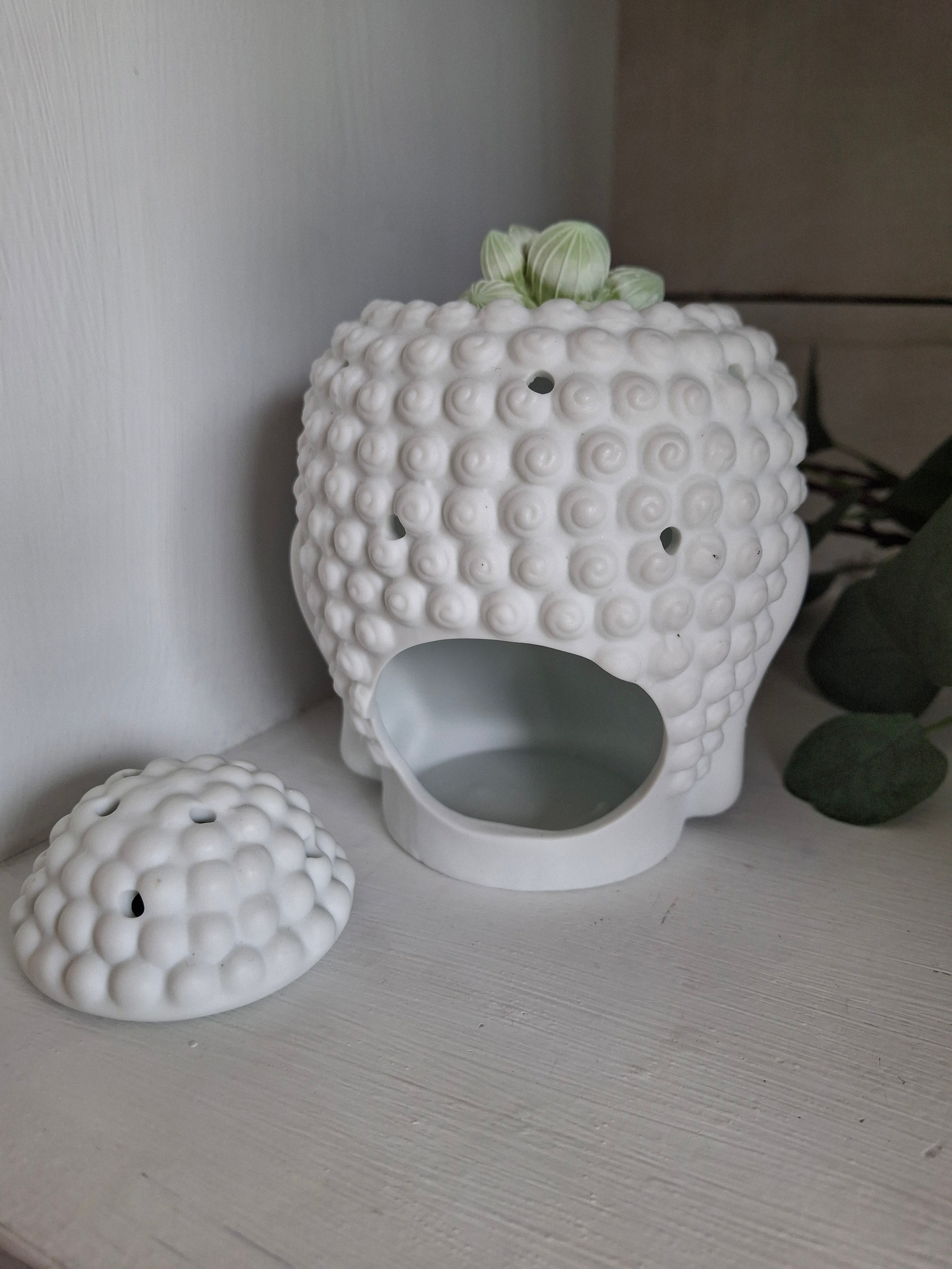 Matte White Buddha Head Wax Burner