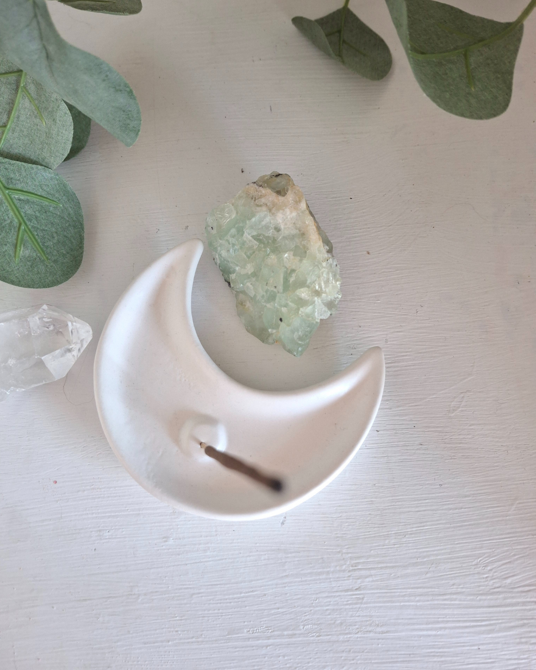 White Crescent Moon Incense Holder