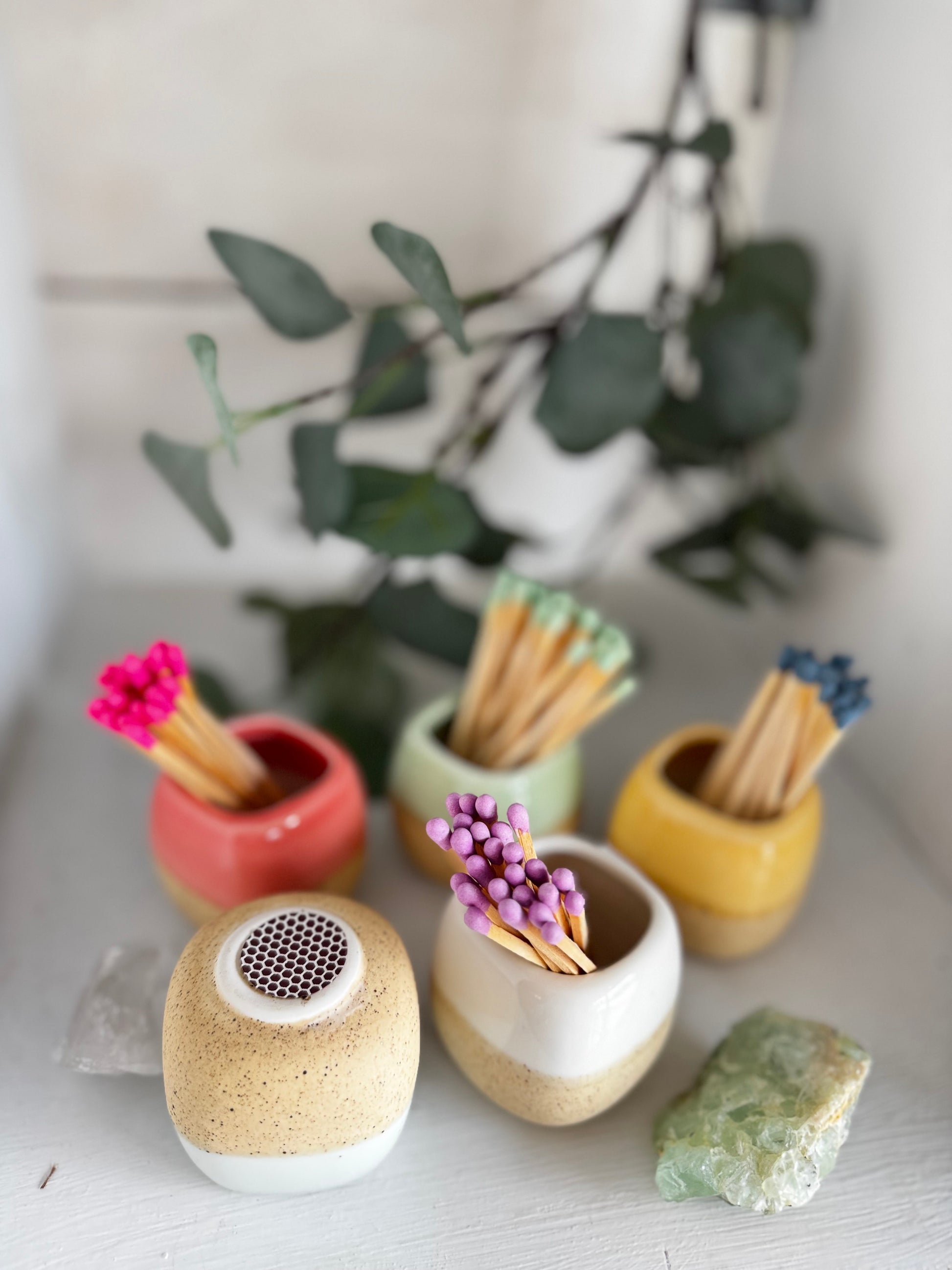 Ceramic Match Holders - With or Without Matches - 5 Colors