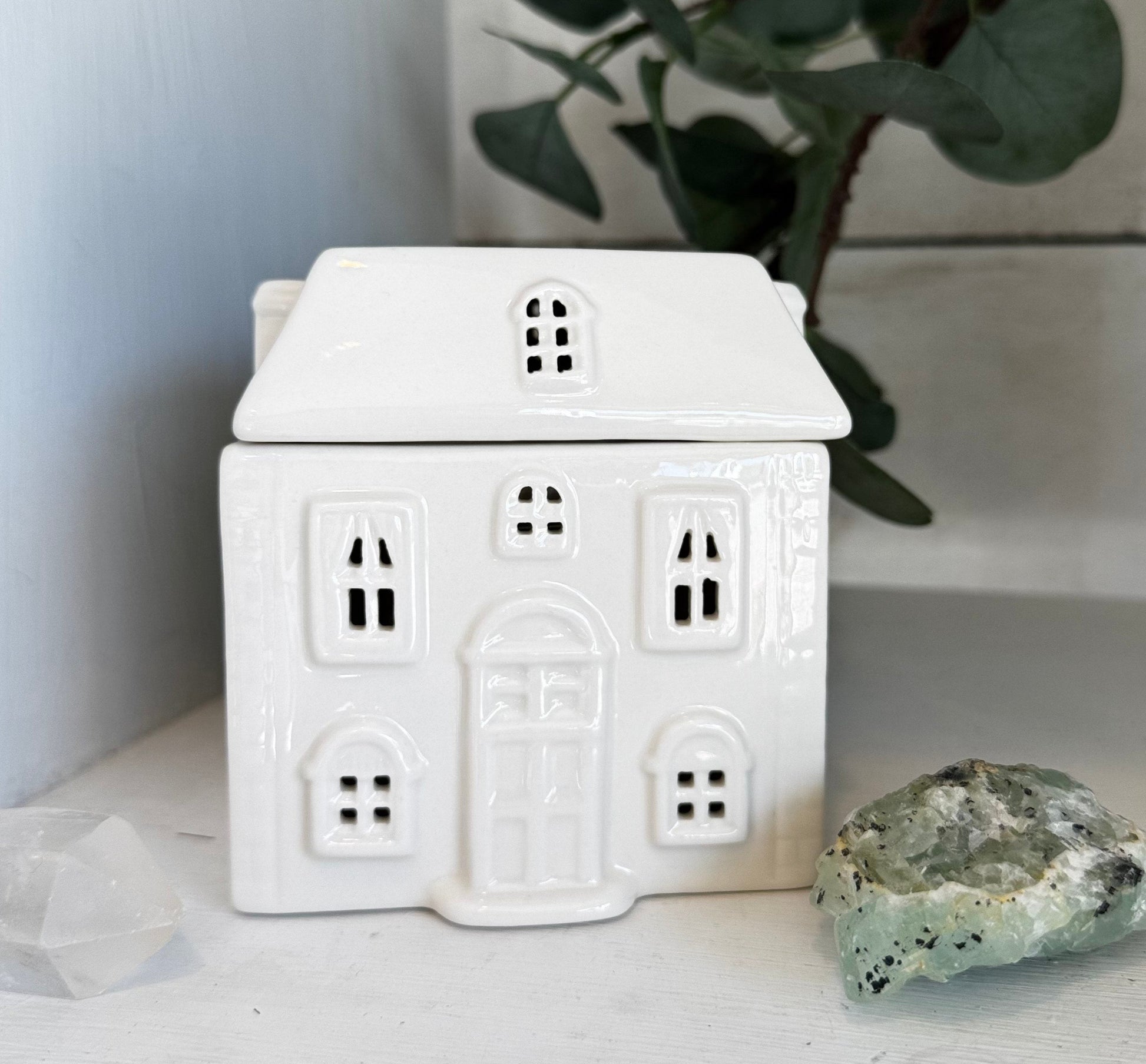 White Ceramic House Oil Burner