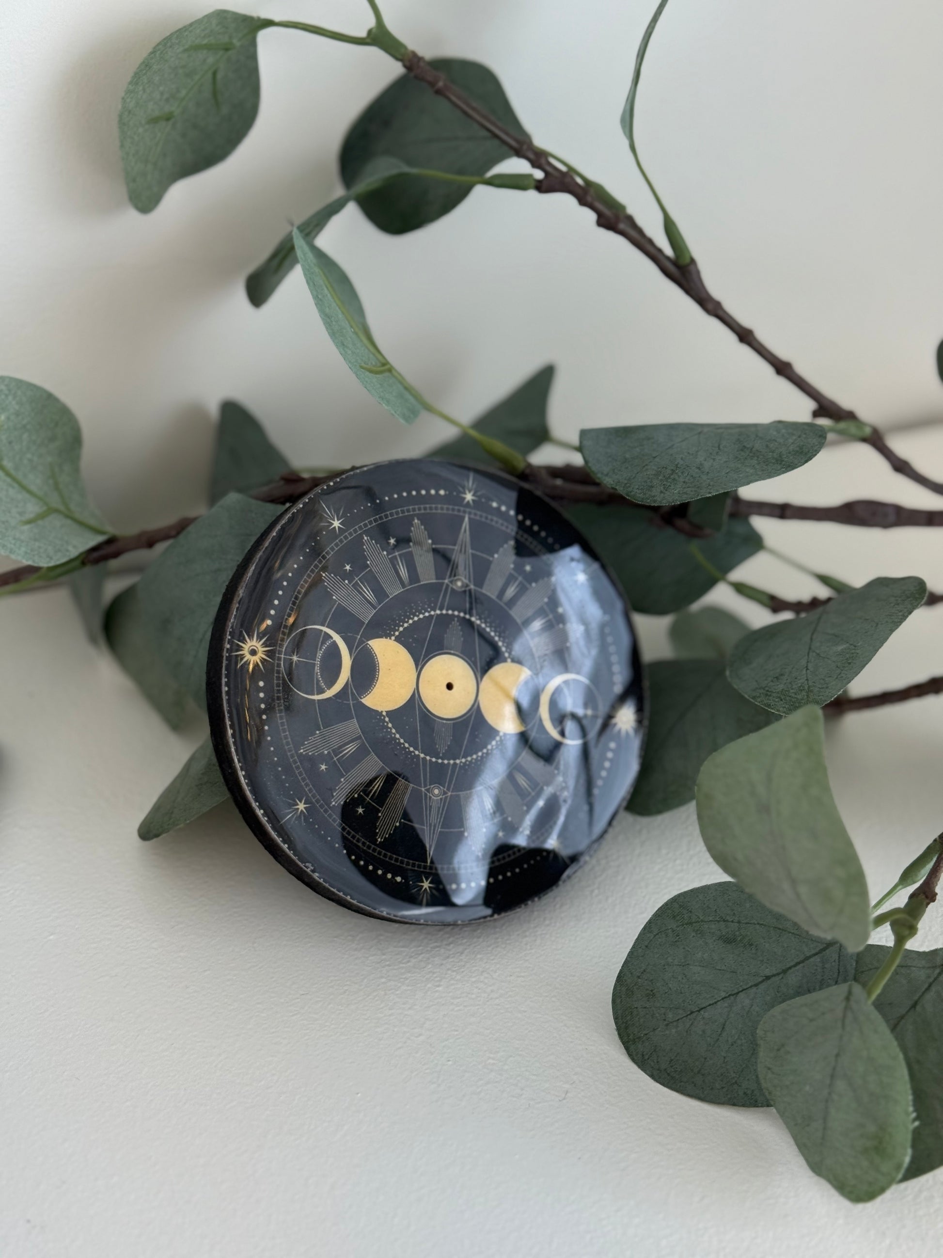 Round Moon Phase Incense Holder