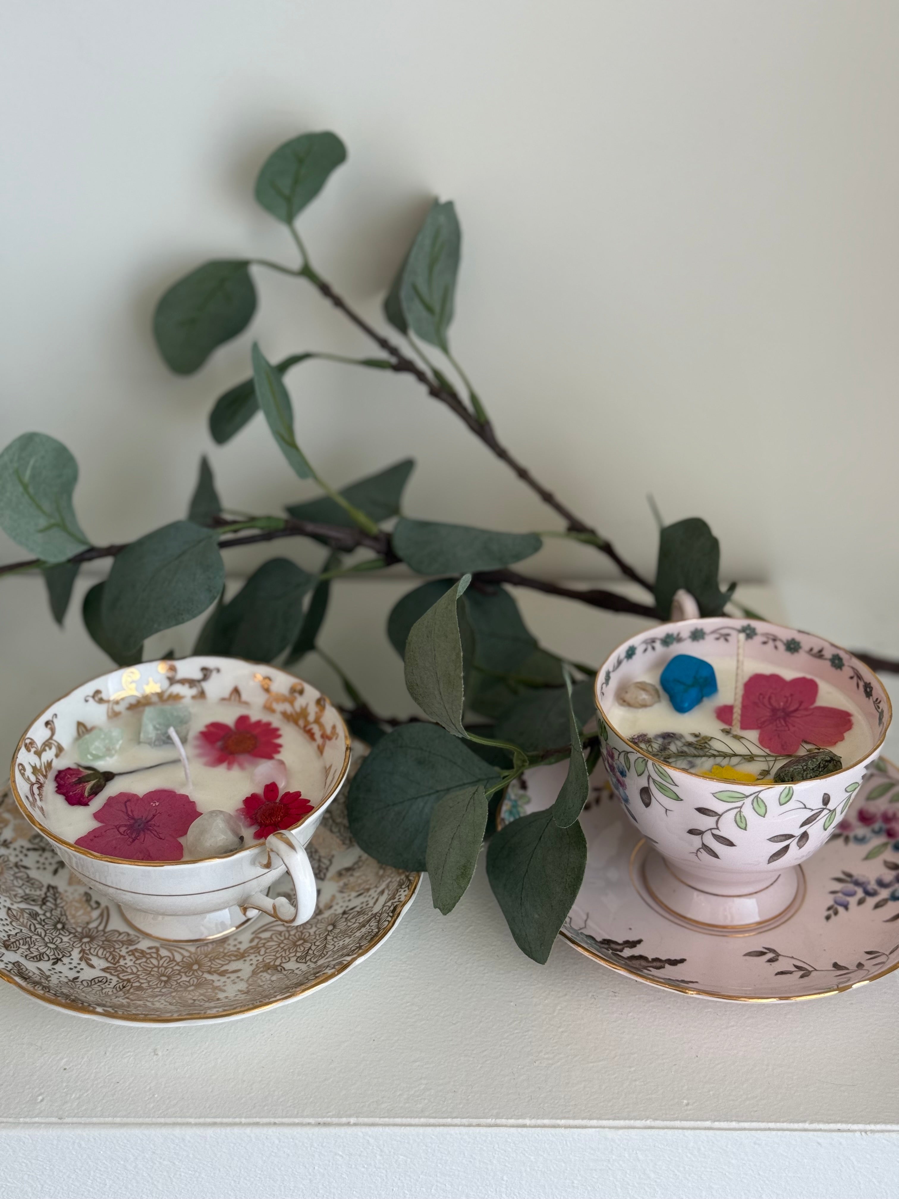 Teacup Crystal Candle